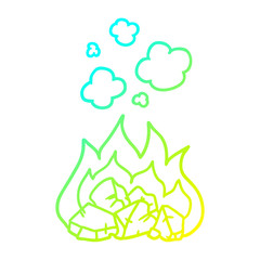 cold gradient line drawing cartoon hot coals