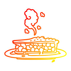 warm gradient line drawing cartoon blueberry pie