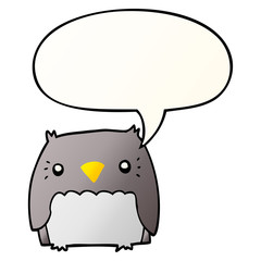 cute cartoon owl and speech bubble in smooth gradient style