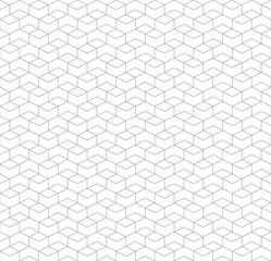 Seamless black and white abstract isometric pattern. Vintage and retro 3d minimal geometric shape background. Eps 10 paper wall art texture outline illustration.