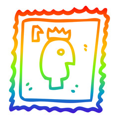 rainbow gradient line drawing cartoon stamp for postage