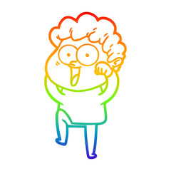 rainbow gradient line drawing cartoon happy man