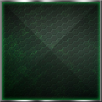 Green Hexagon Background With Real Texture.