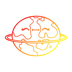 warm gradient line drawing cartoon habitable alien planet