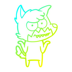cold gradient line drawing cartoon grinning fox