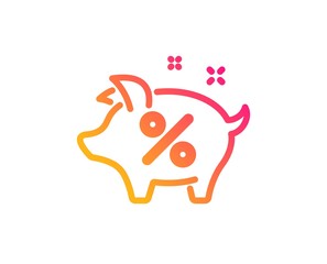 Loan percent icon. Piggy bank sign. Credit percentage symbol. Classic flat style. Gradient loan percent icon. Vector