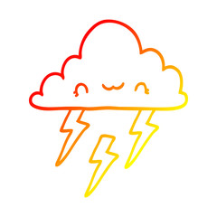 warm gradient line drawing cartoon storm cloud