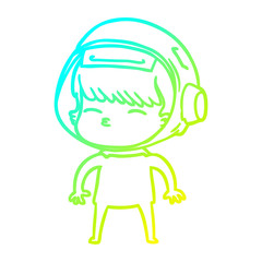 cold gradient line drawing cartoon curious astronaut