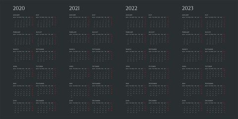 Annual calendar flat vector illustration set