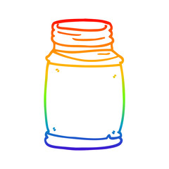 rainbow gradient line drawing cartoon glass jar