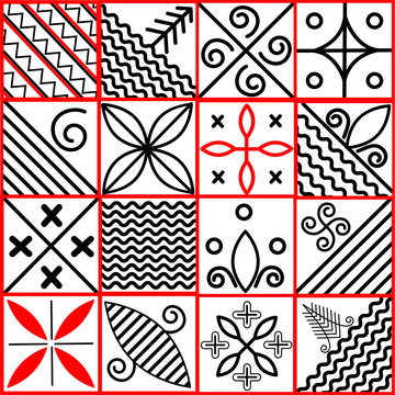 elements of the Mezen vector mural from Russia