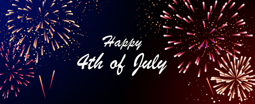 abstract group of fireworks explosion on night colorful background with text for fourth of july celebrate concept	