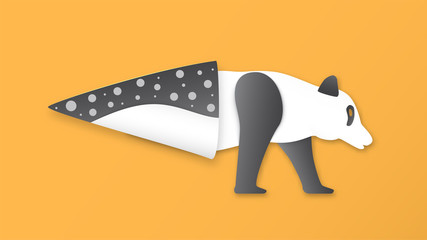 Wildlife animals with manipulation in ice cream concept. Minimalism deign in paper cut and craft style. Art digitalcraft for world environment day.