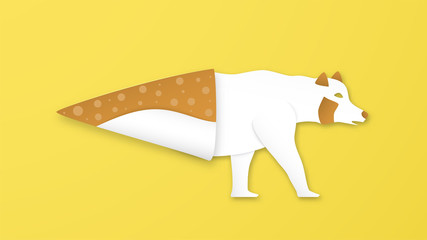 Wildlife animals with manipulation in ice cream concept. Minimalism deign in paper cut and craft style. Art digitalcraft for world environment day.