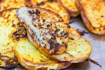 Close up delicious French toasts for breakfast