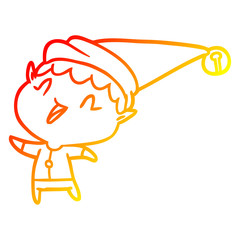 warm gradient line drawing happy christmas elf