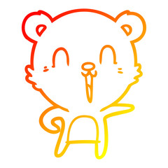 Fototapeta premium warm gradient line drawing happy cartoon bear