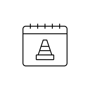 recommend clip art: Calendar, trafficcone icon. Simple thin line, outline vector of calendar icons for ui and ux, website or mobile application