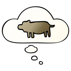 cartoon animal symbol and thought bubble in smooth gradient style