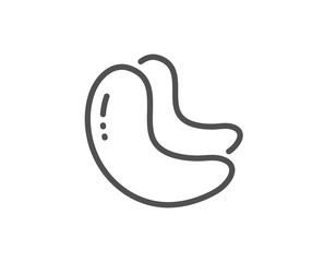 Cashew nut line icon. Tasty nuts sign. Vegan food symbol. Quality design element. Linear style cashew nut icon. Editable stroke. Vector