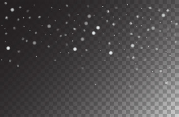 Winter Snowfall Ice Texture Vector Transparent Background. Realistic Snow Confetti Falling Down, Isolated Snowflake Scatter. Random Moving Realistic Snow Confetti, Christmas New Year Frost Decoration.