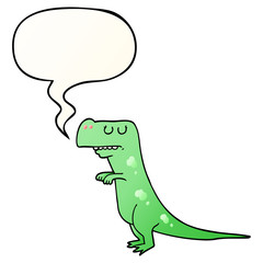 cartoon dinosaur and speech bubble in smooth gradient style