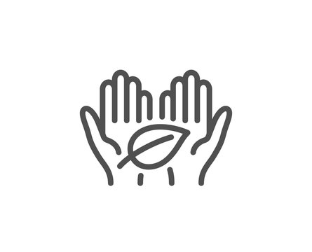 Fair trade line icon. Bio cosmetics sign. Organic tested symbol. Quality design element. Linear style fair trade icon. Editable stroke. Vector