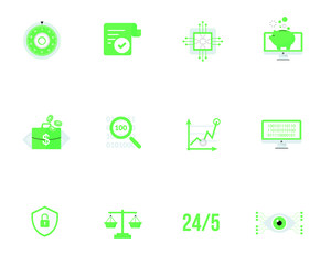 Set of fintech icons business concept in line style