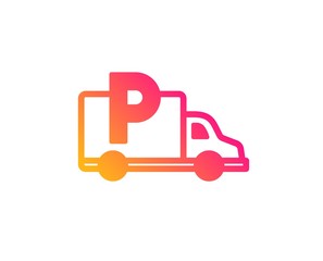 Truck parking icon. Car park sign. Transport place symbol. Classic flat style. Gradient truck parking icon. Vector