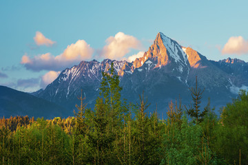 Fototapeta na wymiar Krivan peak (2494m), symbol of Slovakia in High Tatras mountains national park, Slovakia