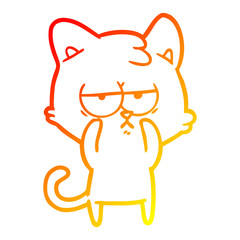 warm gradient line drawing bored cartoon cat