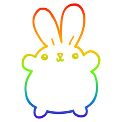 rainbow gradient line drawing cute cartoon rabbit