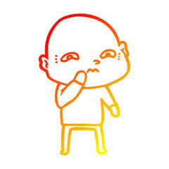 warm gradient line drawing cartoon nervous man