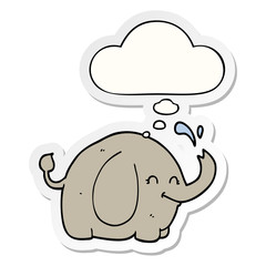 cartoon elephant and thought bubble as a printed sticker