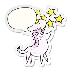 cartoon unicorn and speech bubble sticker