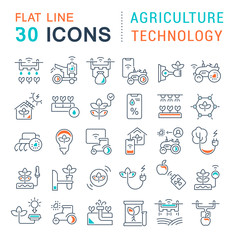 Set Vector Line Icons of Agriculture Technology