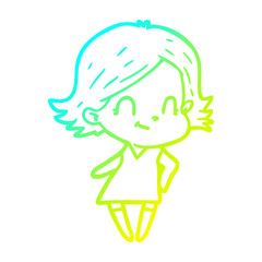 cold gradient line drawing cartoon friendly girl