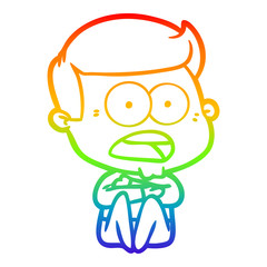 rainbow gradient line drawing cartoon shocked man