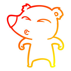 warm gradient line drawing cartoon whistling bear