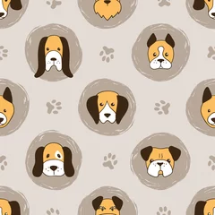Wall murals Dogs Seamless cute dogs pattern for kids.