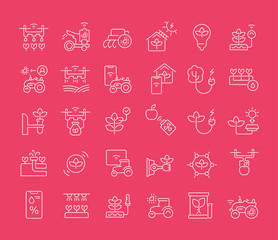 Set Vector Line Icons of Agriculture Technology