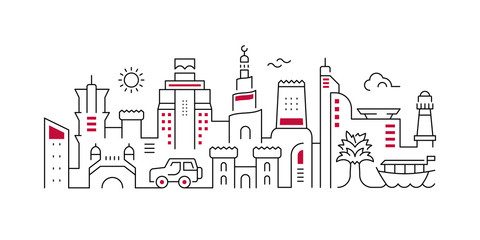 Linear Banner of Qatar