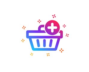 Add to Shopping cart icon. Online buying sign. Supermarket basket symbol. Dynamic shapes. Gradient design add purchase icon. Classic style. Vector
