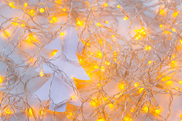 winter decor with candles and garland