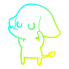 cold gradient line drawing cute cartoon elephant