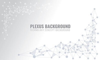 Obraz premium Abstract plexus background with connected lines and dots. Wave flow for your visit card or flyer background. Vector illustration.