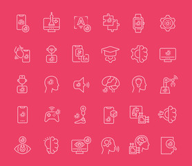 Set of Line Icons of Artificial Intelligence