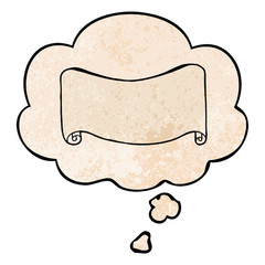 cartoon banner and thought bubble in grunge texture pattern style