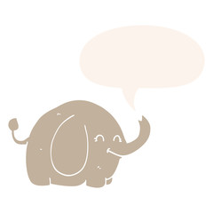 cartoon elephant and speech bubble in retro style