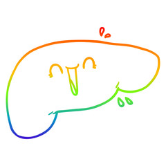 rainbow gradient line drawing cartoon liver